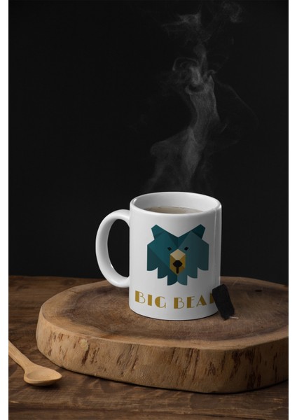 Big Bear Tasarımlı Sublimasyon Porselen Kupa - 300 ml - Baskılı Kupa Bardak