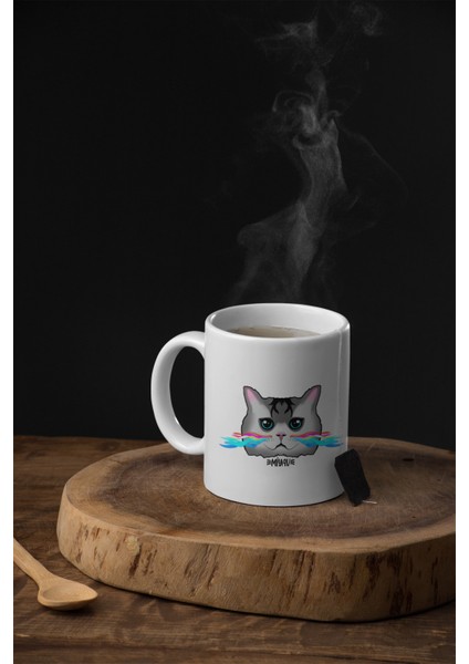 Kedi Desenli Porselen Kupa 300 ml – Komik ve Sevimli Tasarım – Çay ve Kahve Kupası