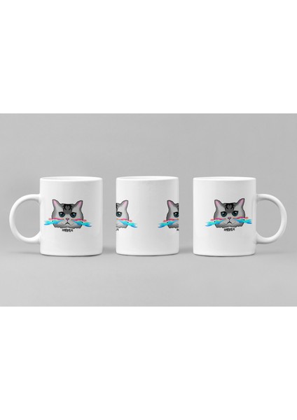 Kedi Desenli Porselen Kupa 300 ml – Komik ve Sevimli Tasarım – Çay ve Kahve Kupası