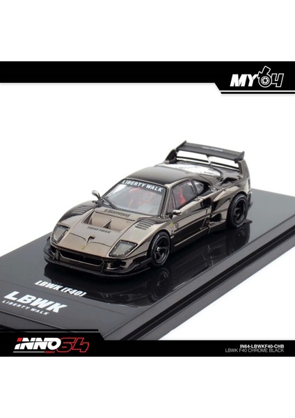 Inno 1/64 Lbwk F40 Chrome Black (Chase Car Included) IN64-LBWKF40-CHB