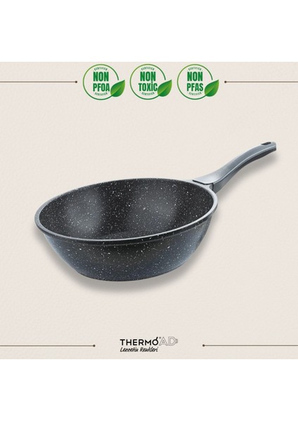 | Wok Tava | Granit Kaplama | 28 cm | Gri
