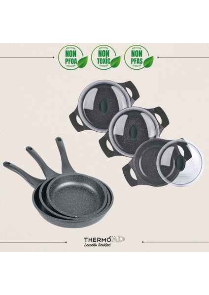 9 Parça Tava ve Sahan Seti | Graneu Serisi | Gri