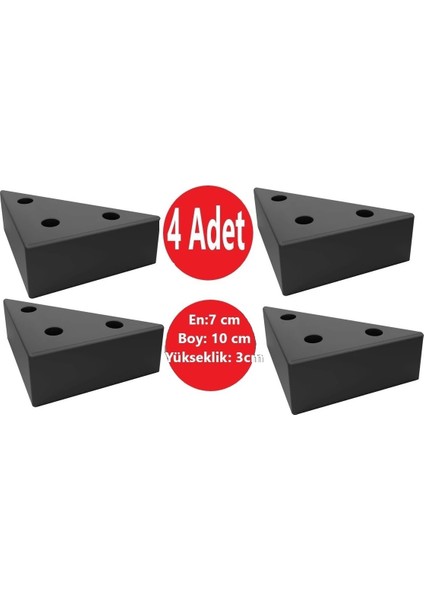 Üçgen, piramit Mobilya ayağı 3 cm Siyah 4 Adet