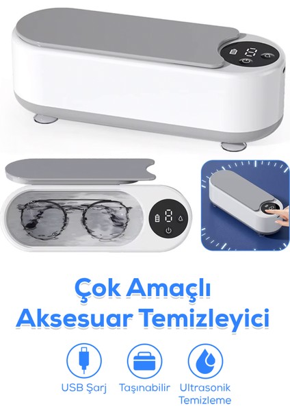 Ultrasonik Temizleyici - Mücevher Gözlük ve Küçük Eşyalar İçin Güçlü Temizlik