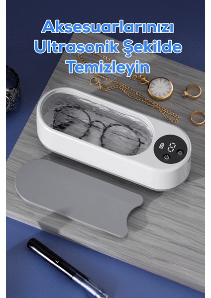 Ultrasonik Temizleyici - Mücevher Gözlük ve Küçük Eşyalar İçin Güçlü Temizlik