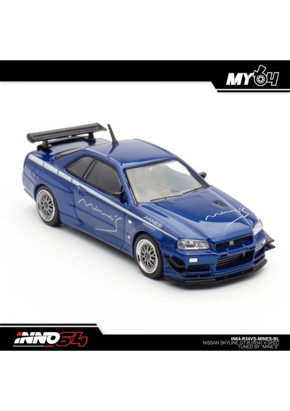 Inno 1/64 Nissan Skyline Gt-R (R34) V-Spec Tuned By "mıne's" IN64-R34VS-MINES-BL