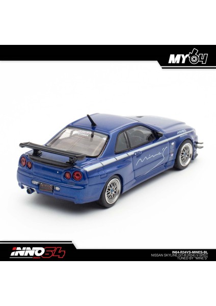 Inno 1/64 Nissan Skyline Gt-R (R34) V-Spec Tuned By "mıne's" IN64-R34VS-MINES-BL