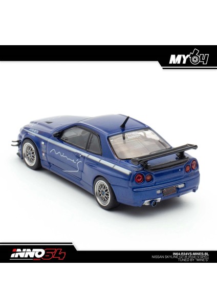 Inno 1/64 Nissan Skyline Gt-R (R34) V-Spec Tuned By "mıne's" IN64-R34VS-MINES-BL