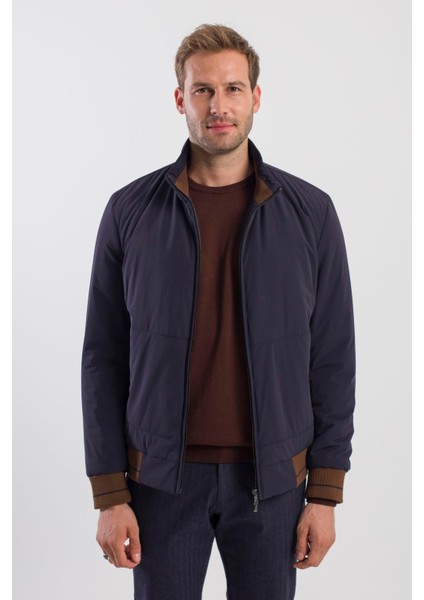 Lacivert Comfort Fit Dik Yaka Mont
