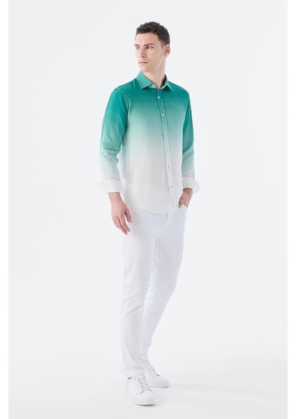 Yesil Comfort Fit Normal Yaka Gömlek