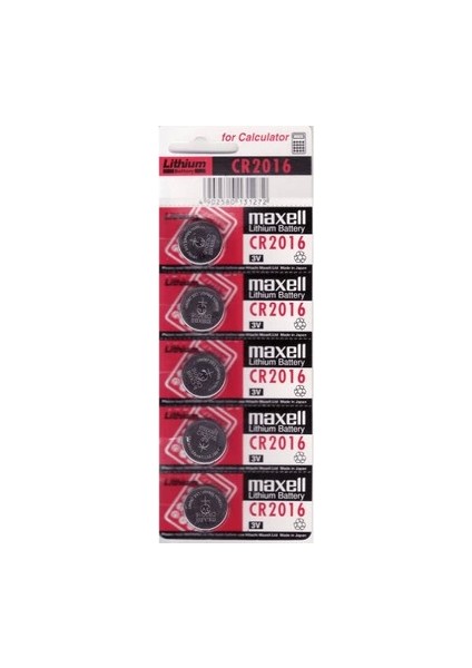 Maxell CR2016 3V Lityum Düğme Pil 5'li Paket
