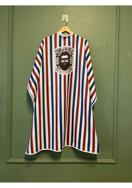 Şık Çizgili Penuar Berber Önlüğü, Konforlu ve Koruyucu, Polyester, 100x100, Beyaz