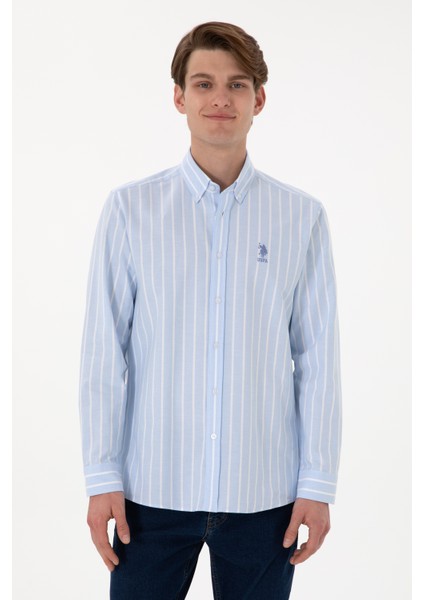 Erkek Mavi Gömlek Desenli 50306347-VR036