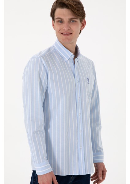 Erkek Mavi Gömlek Desenli 50306347-VR036 modelleri