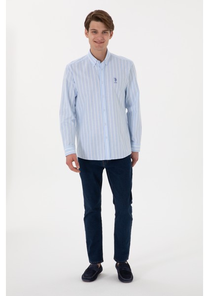 Erkek Mavi Gömlek Desenli 50306347-VR036 fırsatları