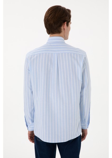 Erkek Mavi Gömlek Desenli 50306347-VR036 indirimleri