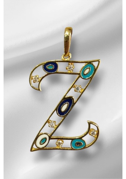 14 Ayar Altın Z Harfli Nazar Boncuklu Göz Kolye Ucu