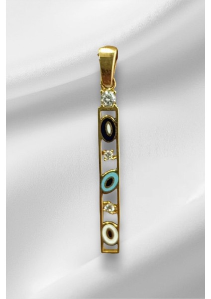 14 Ayar Altın I Harfli Nazar Boncuklu Göz Kolye Ucu