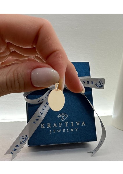 14 Ayar Altın Oval Plakalı Kolye Ucu indirimleri