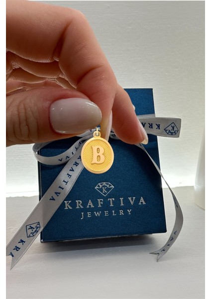 14 Ayar Altın Vintage Oval B Harf Kolye Ucu fırsatları