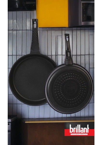 Sinistra 2'lü Döküm Tava Sahan Seti 24/28 cm Kızartma Granit Tava Seti Ergonamik