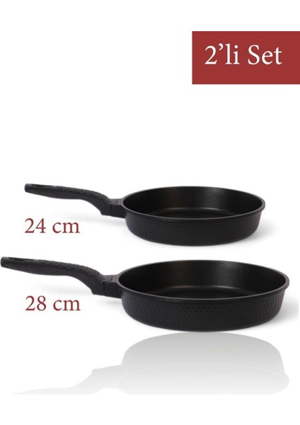 Sinistra 2'lü Döküm Tava Sahan Seti 24/28 cm Kızartma Granit Tava Seti Ergonamik fiyatları