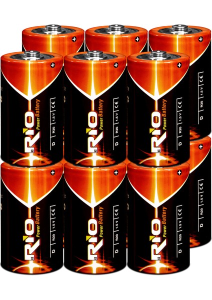 Rio 12LI Büyük Boy Pil R20 D-Size Pil D Boy Pil Oyuncak Pili Çinko Karbon Pil Zn-C 1.5 V