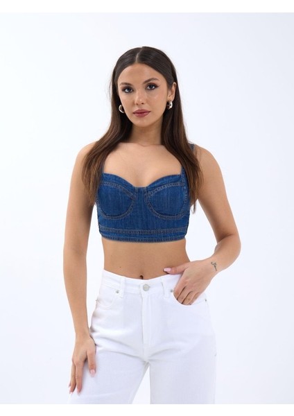7131 Kot Crop-Mavi