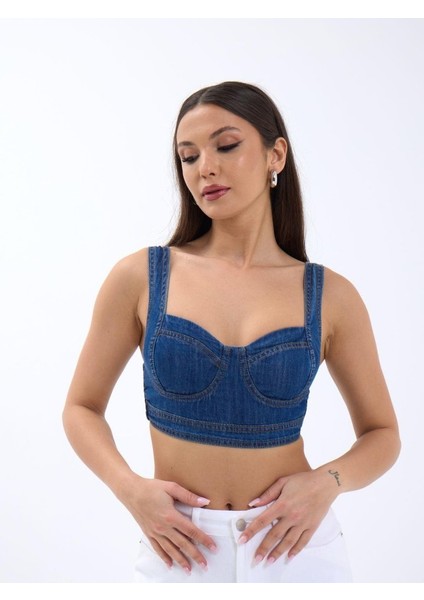 7131 Kot Crop-Mavi