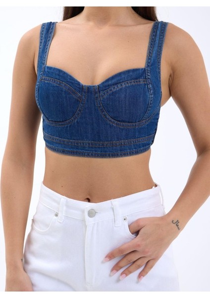 7131 Kot Crop-Mavi