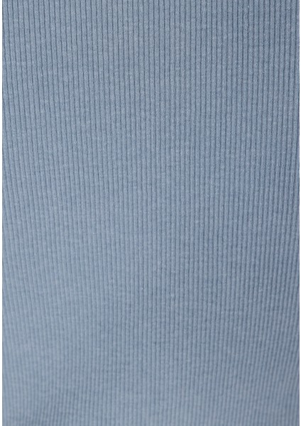 Slim Fit Yuvarlak Yaka Düz Kadın Mavi Kısa Kol Tişört indirimleri