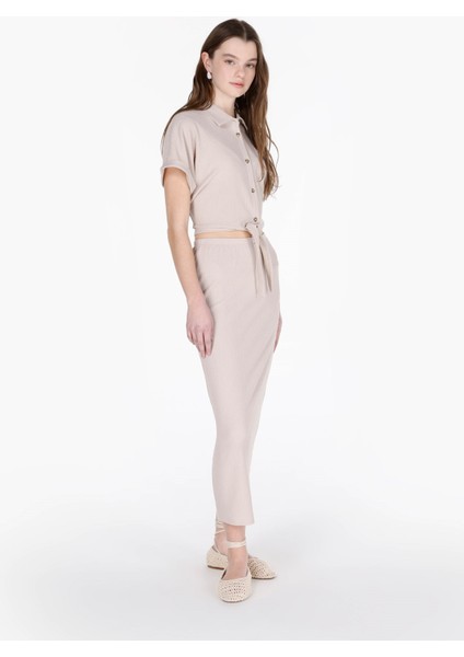 Slim Fit Düz Kadın Bej Etek modelleri