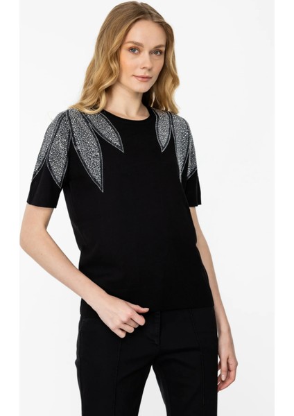 37343 Onteks Kısa Kol Omuzu Taşlı Bluz fiyatları