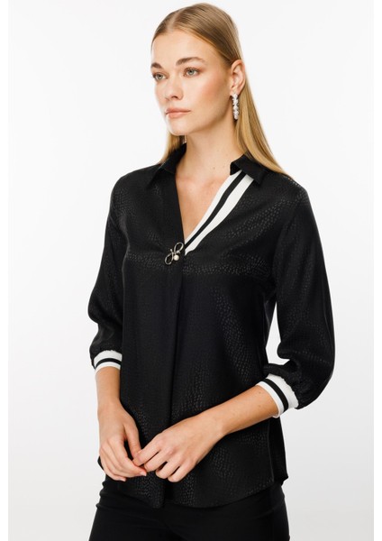 1525 Modailgi Ribanalı Puanlı Jakar Bluz fiyatları