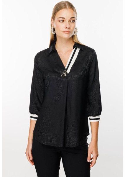 1525 Modailgi Ribanalı Puanlı Jakar Bluz modelleri