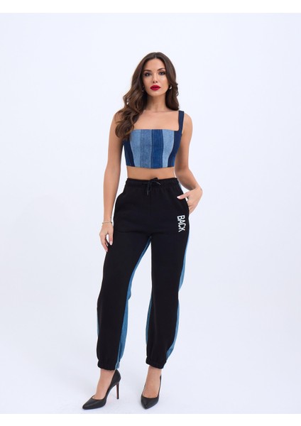 6890 Kot Crop-Mavi