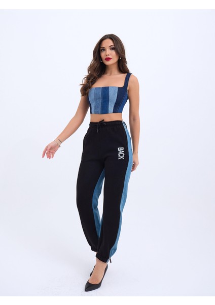 6890 Kot Crop-Mavi
