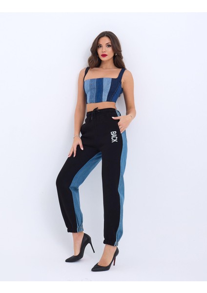 6890 Kot Crop-Mavi