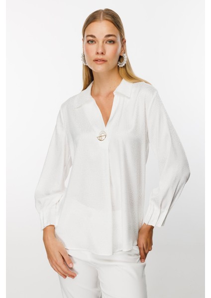 1536 Modailgi Kolları Nervürlü Puan Jakarlı Bluz fiyatları