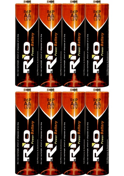 Rio 8li Aa R6P Kalın Kalem Pil Saat Pili Çinko Karbon Pil Zn-C 1.5V