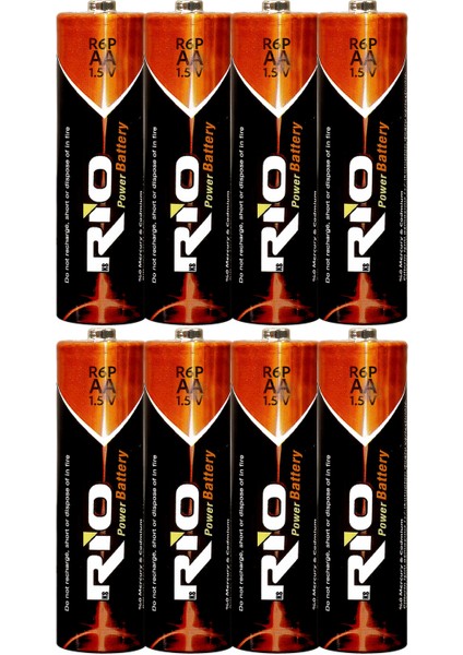 Rio 8li Aa R6P Kalın Kalem Pil Saat Pili Çinko Karbon Pil Zn-C 1.5V