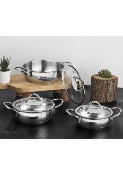 Taç Vitali 3'lü 6 Parça Çelik Sahan Seti TAC-3496 FMA03683