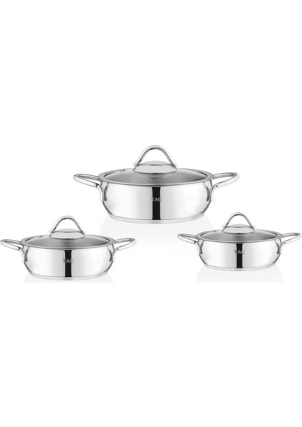 Taç Vitali 3'lü 6 Parça Çelik Sahan Seti TAC-3496 FMA03683 fırsatları