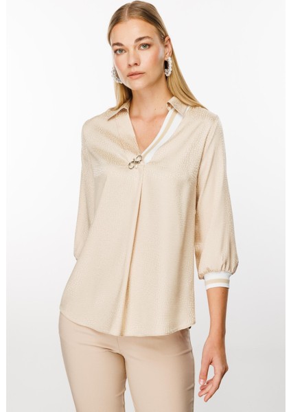 1525 Modailgi Ribanalı Puanlı Jakar Bluz