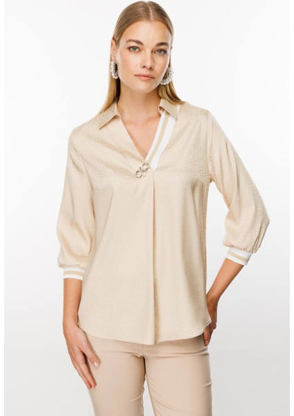 1525 Modailgi Ribanalı Puanlı Jakar Bluz fiyatları