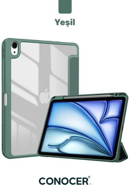 Apple iPad 11 A16 2025 10. Nesil 10.9 Tablet Kılıfı Kalem Bölmeli, Uyku Modlu, Katlanır, Tri Folding Stand