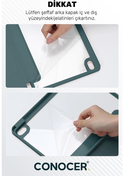 Apple iPad 11 A16 2025 10. Nesil 10.9 Tablet Kılıfı Kalem Bölmeli, Uyku Modlu, Katlanır, Tri Folding Stand