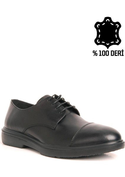 SENATÖR MASKARETLİ DERİ AYAKKABI -SİYAH