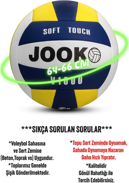 Semi-Pro Voleybol Topu Lamineli Beton Zemin Softtouch Iç-Dış Mekana Uygun 8 Panel Sarı-Mavi V1000