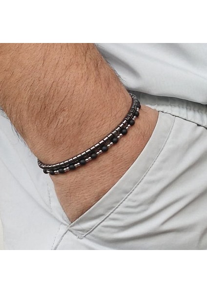 B24 Erkek Bileklik Inci Erkek Siyah Oniks Haçlı Boncuklu Bileklik Erkek Bilezik (Yurt Dışından) fiyatları